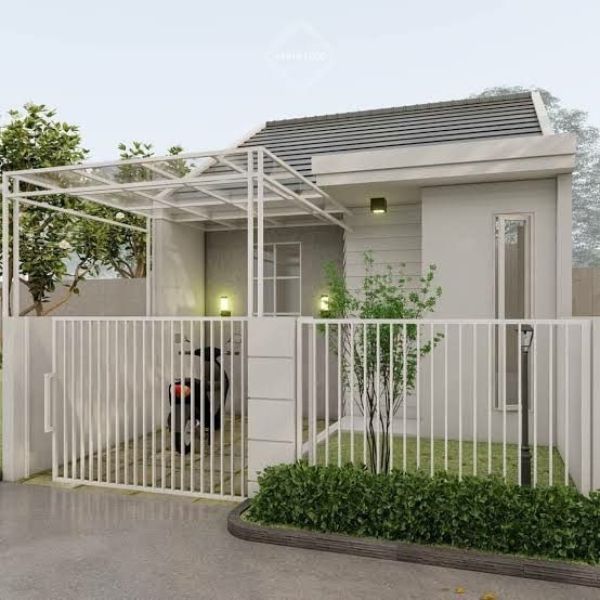 Pagar Putih dengan Rumah Abu Abu